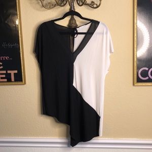 Zara Black and White Asymmetrical Hem Top